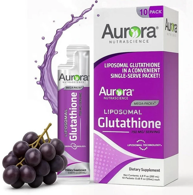 Aurora Nutrascience 메가 팩 리포솜 글루타티온 - 750mg 액체 보충제 남성 및 여성용 항산화 지원 무설탕 GMO 프리 패킷 1인용 10개129268, 0.9999927282861518, 1개 - 쿠팡