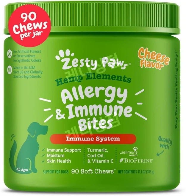 제스티파우 강아지 어드밴스드 알러지 면역 영향제 츄 노령견 시니어 발사탕 90정, 마, 1 - 쿠팡