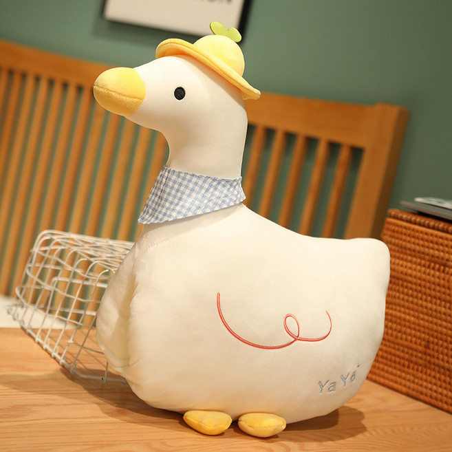 흰거위 따뜻한 손가림 쿠션 겨울 왕거위 털잠자리 베개 쿠션 오리 선물, 45*50Cm