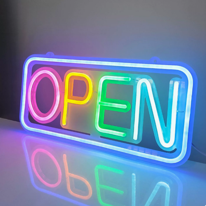 LED 네온사인 OPEN 40x20 cm 밝기를 조절할 수 있습니다, 컬러