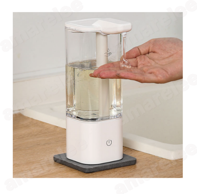 주방 자동세제디스펜서 충전식 대용량 550ml+받침대 벽걸이형, 1개, 흰색