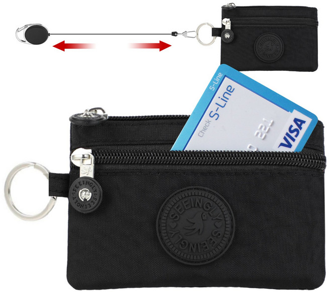 여행용 미니동전지갑 키링+도난방지 릴선