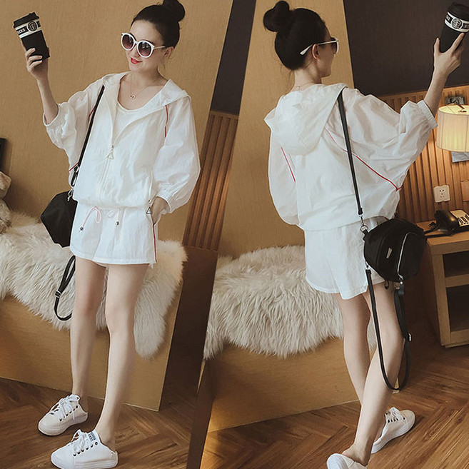 빅사이즈 여름 트레이닝세트 오버핏 자외선차단 후드 자켓 점퍼 봄 여름 상하의 D99U