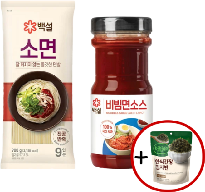 (꾸리미) 백설 비빔면소스 890g+소면 900g+한식간장 김자반 20g, 1개
