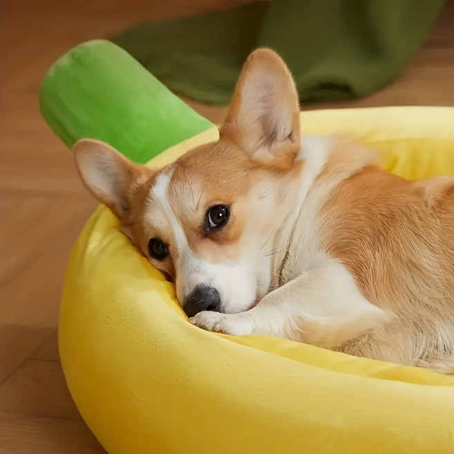바나나 모양 반려동물 방석 강아지 고양이 쿠션 침대 사계절 애견 애묘 베드, 1개, 옐로우 바나나