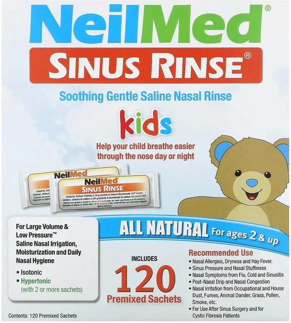 NeilMed 어린이용 Sinus Rinse 2세 이상 프리믹스 팩 120개 개당 1.04g(0.037oz), NeilMed어린이용SinusRinse2세이상프리믹스팩, 1개 - 쿠팡
