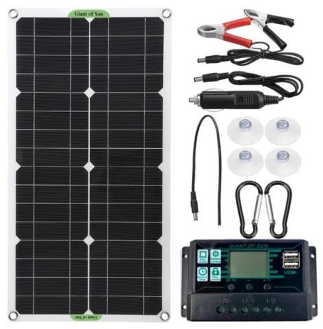 250W 태양 전지 패널 키트 12V/24V 30A/60A/100A 컨트롤러 포함 태양 전지 듀얼 USB 자동차 요트 RV 보트 휴대 전화 배터리 충전 태양전지 패널 키트, 2) With 60A controller