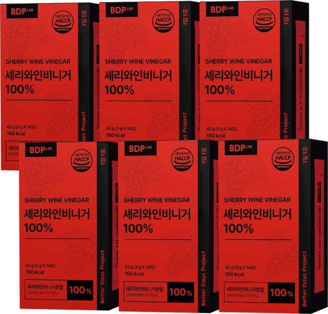 비디피랩 셰리와인 비니거 식초 초산 7% 이상 HACCP 정품 인증, 6개, 42g