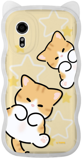 갤럭시X커버 G525 전용 고양이귀 쫑긋 캣웨이브 디자인 투명케이스