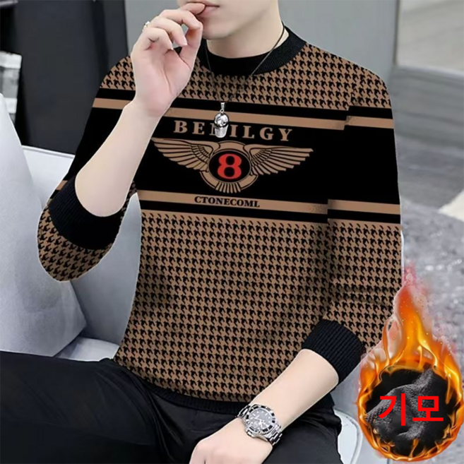 지고다그 남성 겨울 패션 맨투맨 따뜻한 긴팔 라운드넥 프린트 캐주얼룩 YZH74426