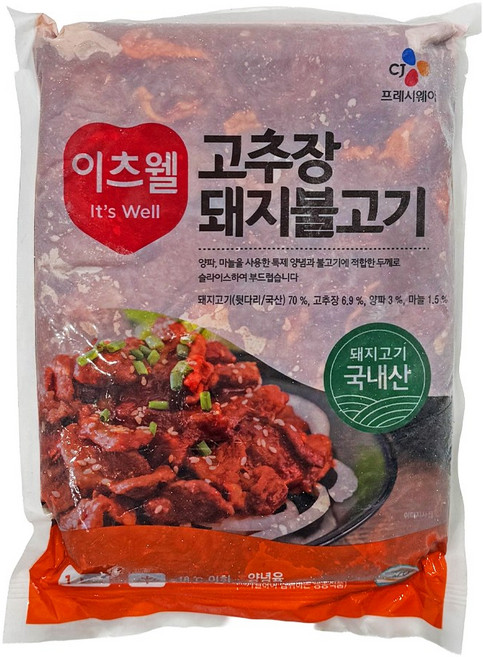 씨제이프레시웨이주식회사이츠웰 고추장돼지불고기 1kg /냉동