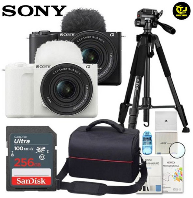 소니 정품 ZV-E10M2K 16-50mm II / 패키지 8종세트/256G+MCUV필터+전용가방+삼각대+카드리더기+청소도구+극세사융+액정보호필름/TJ, 화이트