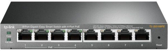 TP-Link TL-SG108PE 8포트 기가비트 PoE 스위치 간편한 스마트 관리 4개의 포트 64W 플러그 앤 플레이 보호 포트가 있는 견고한 금속 팬리스 Qo, TP-Link TL-SG108PE V3 | 8포트 기가