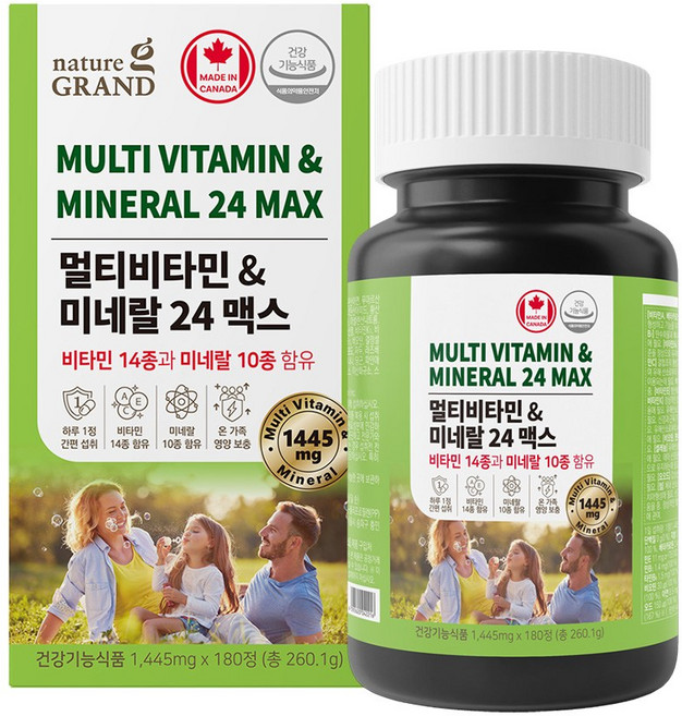 네이처그랜드 멀티비타민 & 미네랄 24 맥스 비타민14종 미네랄10종 약 6개월분, 1개, 180정