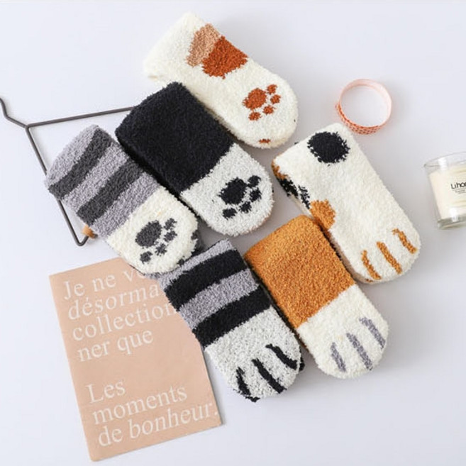 고양이양말 6종 수면야옹 고양이발순명양말 출산후 임산부 수면덧신 양말선물 겨울보혼양말 발목수면
