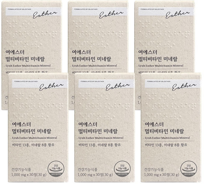에스더포뮬러 멀티비타민 미네랄, 30정, 6개