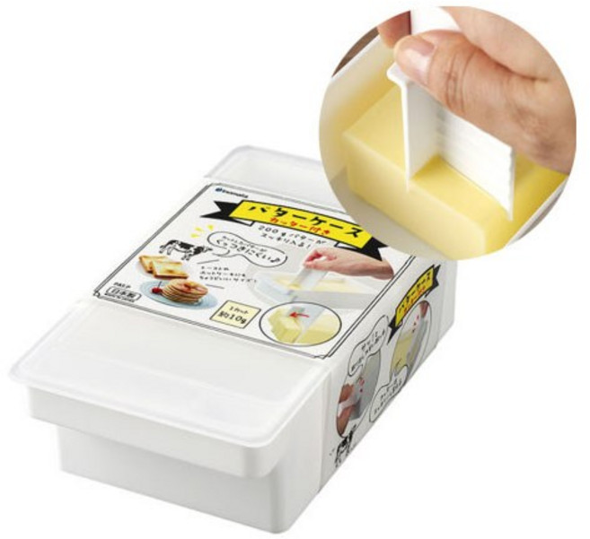 이노마타 버터 전용 커터 보관 케이스 화이트 홈베이커리 자르기 소분 저장 일체, 1개