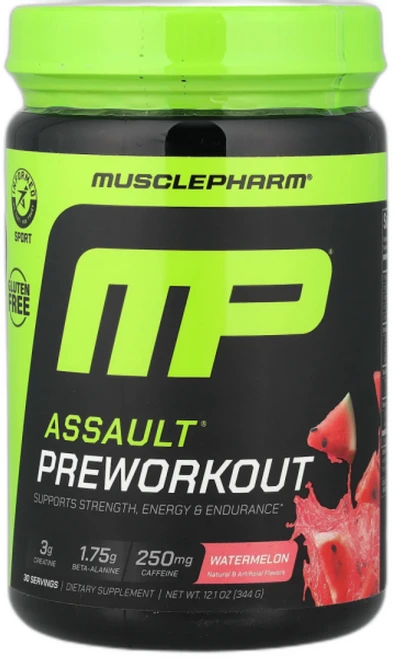 머슬팜 어졸트 에너지 스트렝스 운동 전 프리워크아웃 수박맛 Assault Energy Strength Pre-Workout, 1개, 344g - 쿠팡