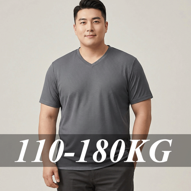 빅사이즈 쿨 아이스 냉감 반팔 티셔츠 기능성 브이넥남성 남자 반팔티 6XL 7XL 8XL 9XL