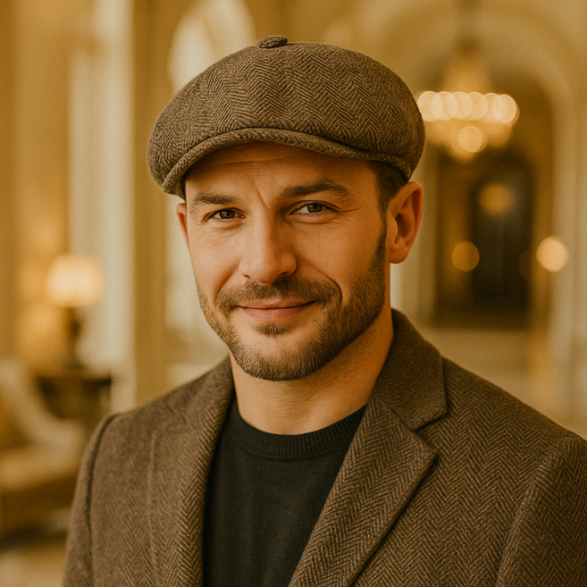 모장CM16 빵모자 헤링본 체크