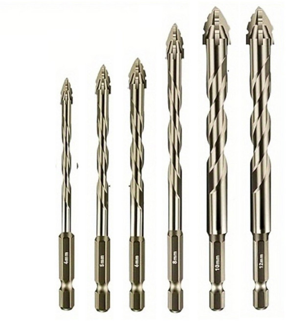 이칠가게 6종 고급 4날 드릴비트 세트 다용도 자석 만능 멀티 육각 콘크리트, 1세트