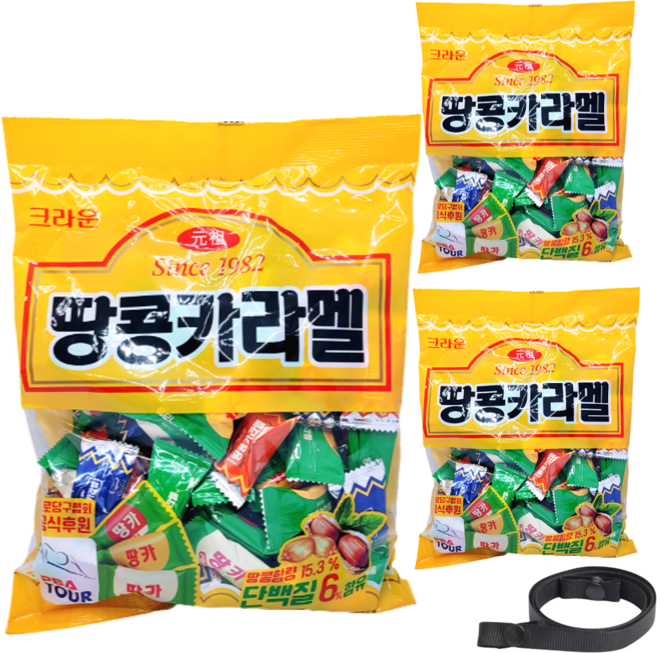 크라운 땅콩캬라멜 324g + 스윗플래닛 마스크줄, 3세트