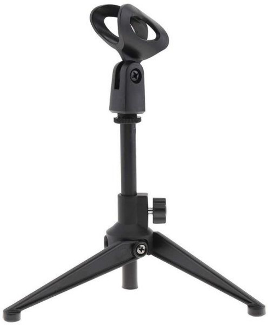 미니 휴대용 테이블 탑 마이크 스탠드 아연 합금 금속 삼각대 마이크 스탠드 브래킷 지원 데스크탑 조절 가능, 04 스페인_01 Black, 1개