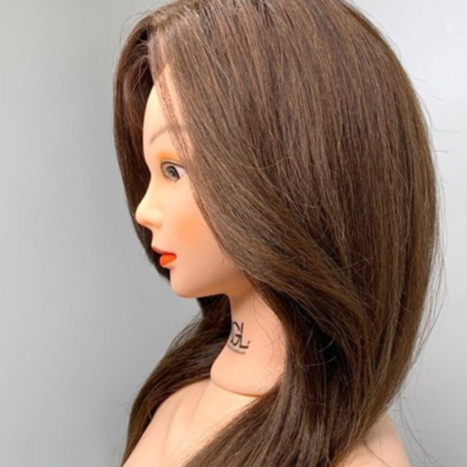 오지엘 미용 가발 연습용 인모 통가발, 70%커트용가발, 1개, 19인치