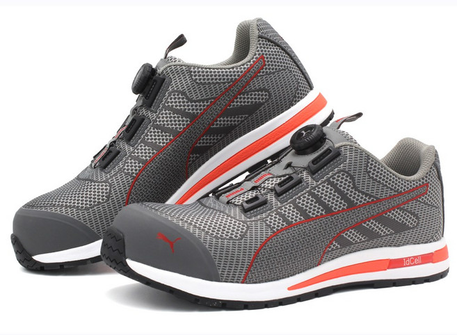 kcs인증 안전화 4인치 그레이 다이얼 통풍 가벼운 플라스틱 토우캡 내열성 고무 아웃솔