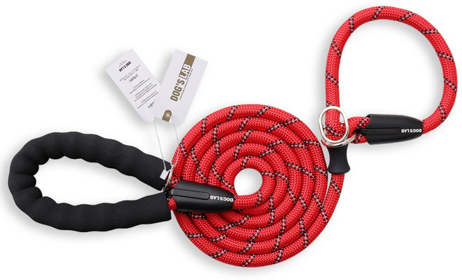 독스랩 일체형 목줄 리드줄 세트 스트롱 로프 슬립 소형견 중형견 대형견 2M 3M 5M, 일체형 / 레드, 1개