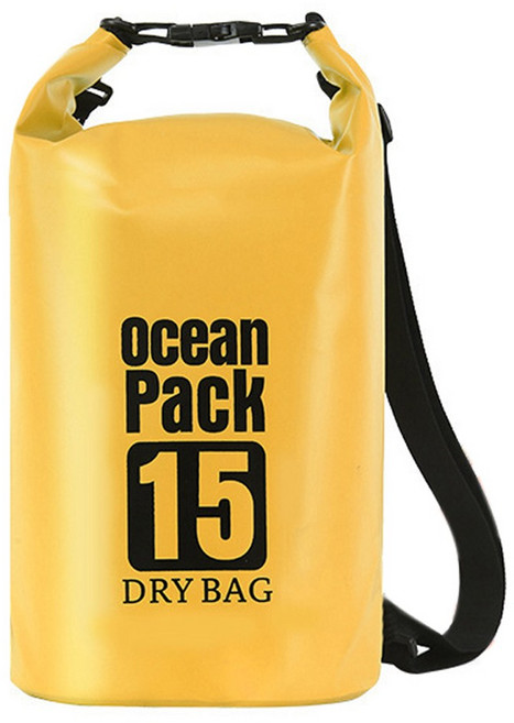 투데이리빙 15L 대용량 방수 드라이백 수영 물놀이 다용도 가방 초경량 비치 방수백 워터파크 드라이백팩, 1개, R98689Y(옐로우