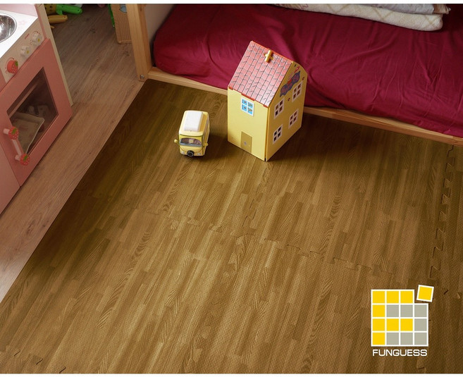 方格子地墊 64*64*2.3cm 木紋地墊 一組12片 EVA 巧拼地墊 遊戲墊 爬行墊, 1個, 64*64*2.3cm木紋系列雅緻棕