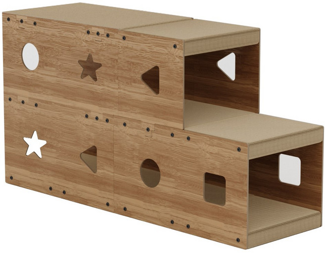 루어캣 고양이 스크레쳐 터널 복층, 1개, 우드/종이