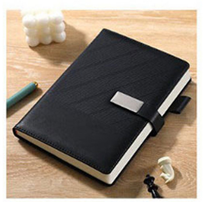 미래마켓 A5 양장 가죽 업무용 다이어리 회사 수첩 일기장 150매, 블랙, 1개