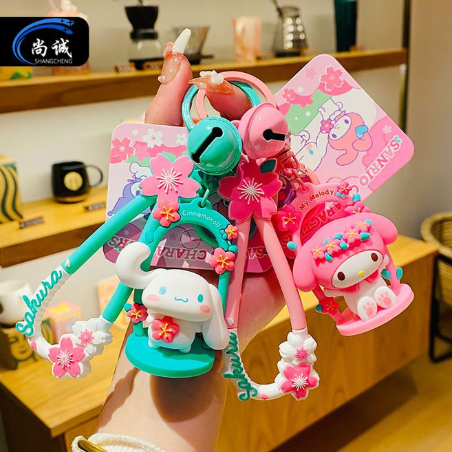 그네 타는 산리오 캐릭터 열쇠고리 학생 가방걸이 장식 패션 차키걸이 작은 선물, 그네타는 멜로디, 1개