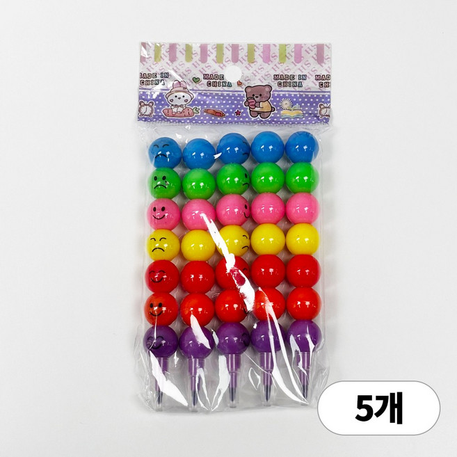 디어플레이스 동글 줄줄이 꼬치 색연필 7색, 5개