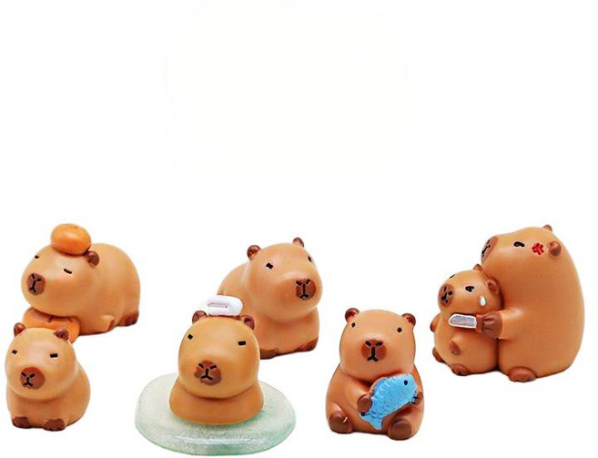 카피바라 피겨 미니 피규어 8개 세트, 1세트, 8종