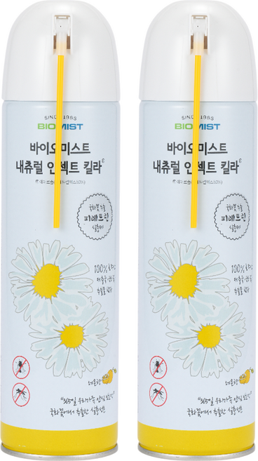바이오미스트 자연성분 살충제 내츄럴인섹트킬라 에어로졸 레몬향 500ml