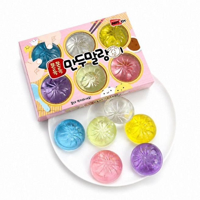 쫀득쫀득 만두 말랑이 6개입 1세트 스퀴시 촉감놀이 난리템 주물럭 장난감 선물 스트레스볼 모찌, 1개, 상세페이지 참조