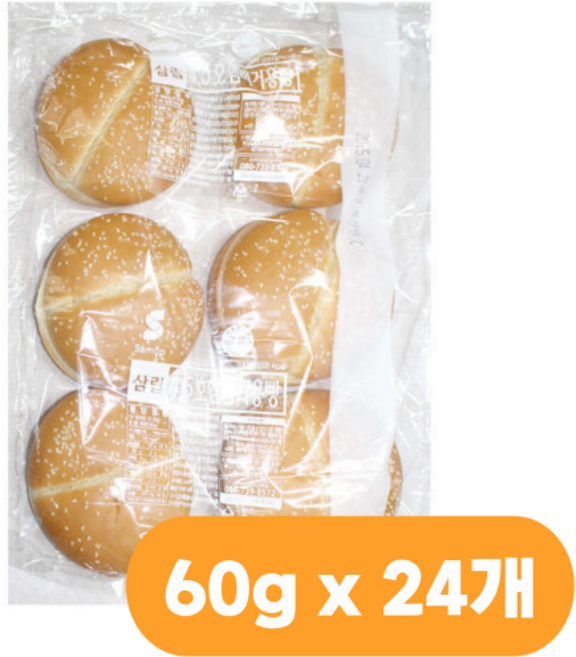 삼립 4.5호 햄버거용빵 (삼립), 24개, 60g