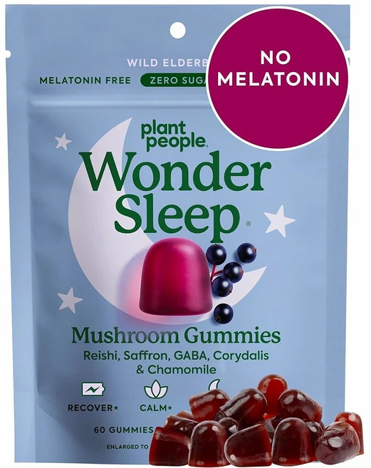 식물인간 원더슬립 버섯 구미 보충제 레이시 슈퍼 버섯 야생 엘더베리 맛 무설탕(60개)으로 수면과 휴식을 제공합니다, Pouch (60 Count) - 쿠팡