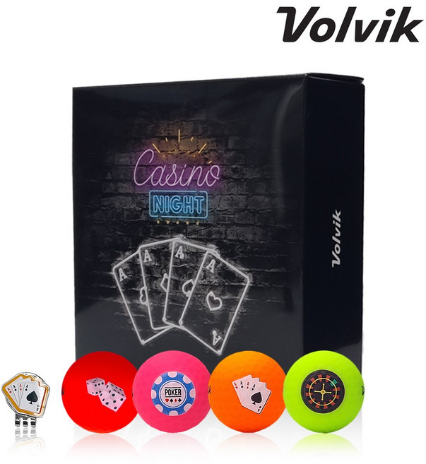 볼빅 신형 비비드 카지노 CASINO 홀덤 3피스 무광 골프공 4알+볼마커, 단품, 1개