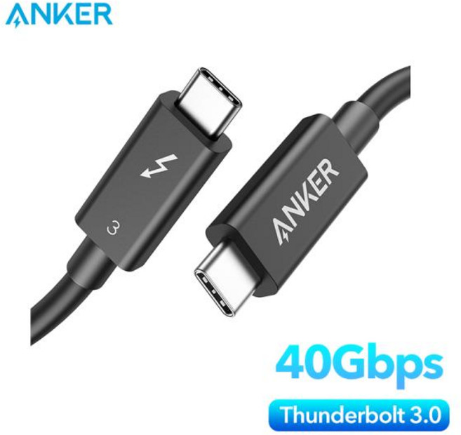 Anker Thunderbolt 3.0 Cable C to C Cable 2.3 ft USB C Supports 100W Charging 40Gbps Data Transfer Fo, CN_2.3ft, 1개