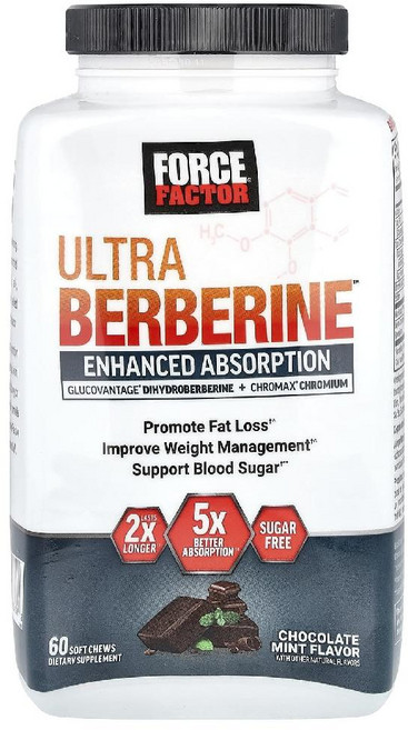 Force Factor Ultra Berberine™ 초콜릿 민트 소프트츄 60개 Factor (포스 팩터), Force Factor, Ultra Berberine™, 1개