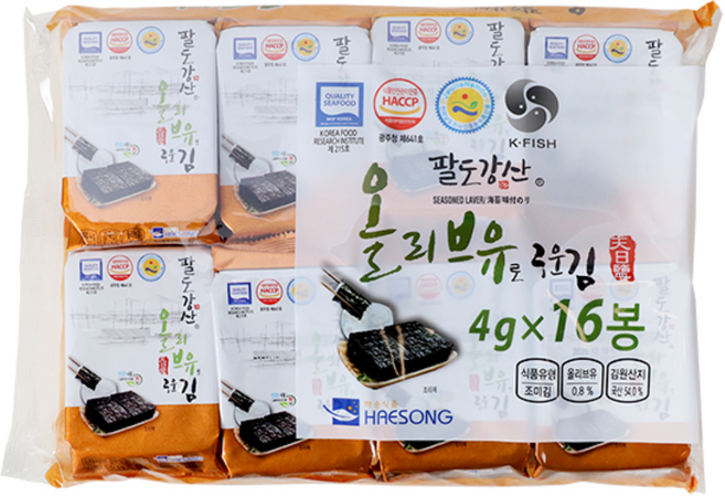 퀸즈몰_팔도강산 올리브유로구운김, 19개, 64g