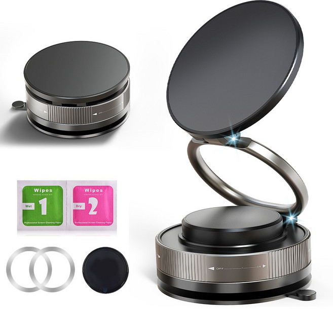 BAYATA 초강력 자석 접이식 차량 핸드폰 거치대 360도 회전, 블랙T28-24166, 1개