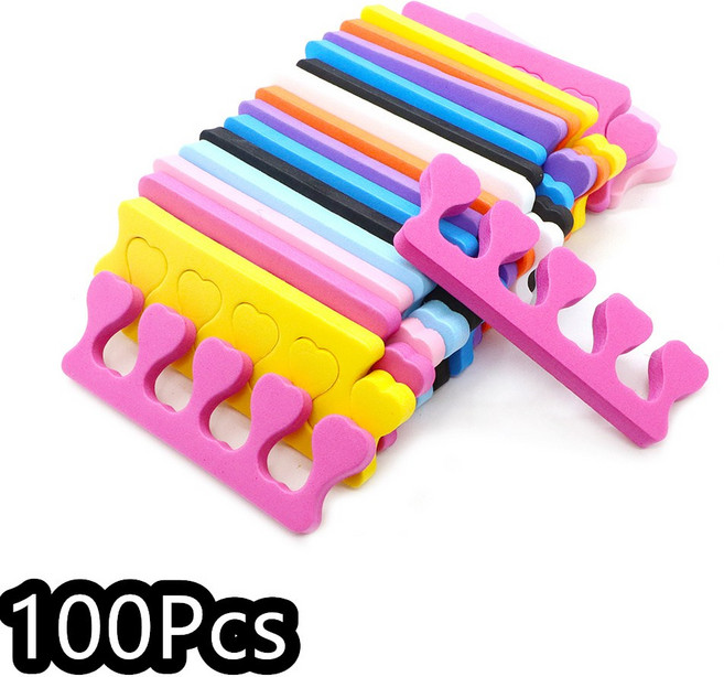 100Pcs 스폰지 발가락 분리기 블랙 오렌지 퍼플 로즈 화이트 옐로우 네일 용품 자란 발톱 치료 페디큐어 도, 1개