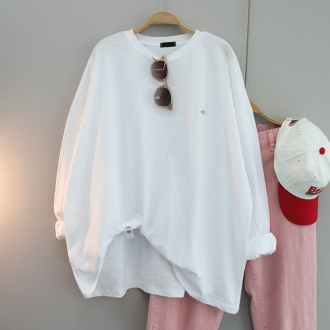 달콩 여성 푸딩팬던트오버핏긴팔티 빅사이즈 루즈핏 여름긴팔