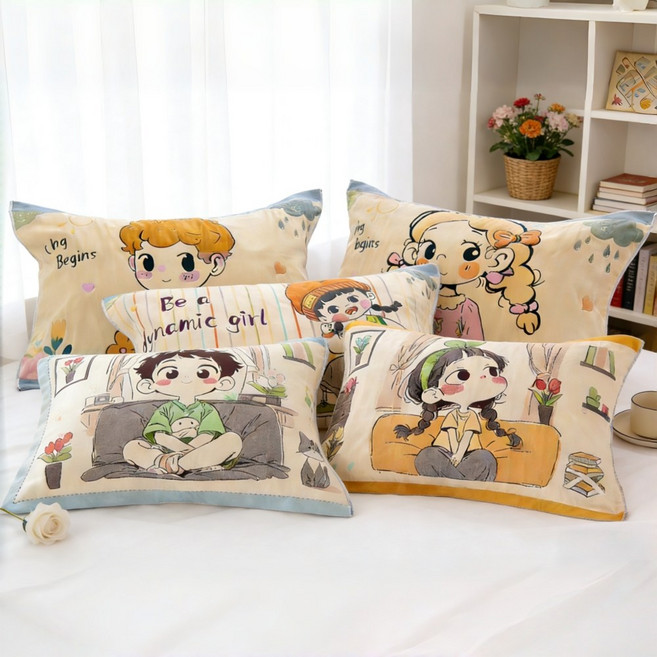 IMIS 부드러운 캐릭터 순면 베개 커버 베개커버-8종 가능 52*78cm*1