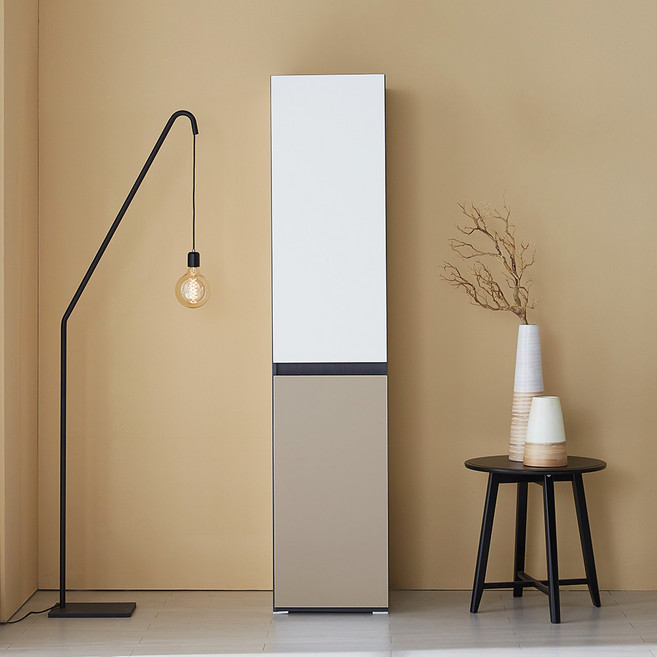 미자크 리버스 틈새수납장 1853 / 비스포크 주방수납장 다용도 부엌 수납장 속깊은 키큰 장 냉장고 세탁기 옆 250 300 350 400, 크림화이트+애쉬베이지, 250 (광파)